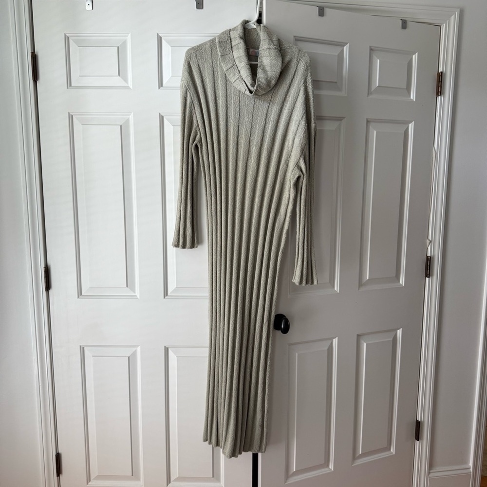 FP Beach Free People Beach Wanda Ribbed Sweater Dress Large Agate Gray VGUC - Picture 4 of 7